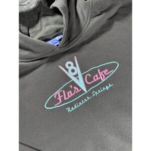 Disney Pixar Flo's V8 Cafe Radiator Springs Black Oversized Crop Sweatshirt Hood